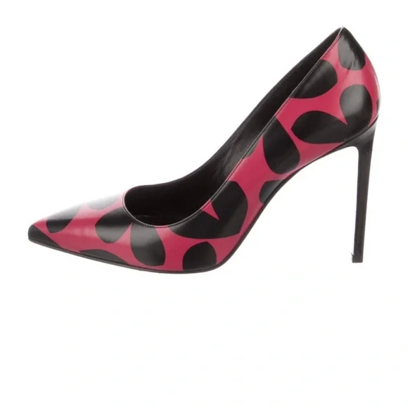 Saint Laurent Black and Pink Patterned Heels - Picture 1 of 5